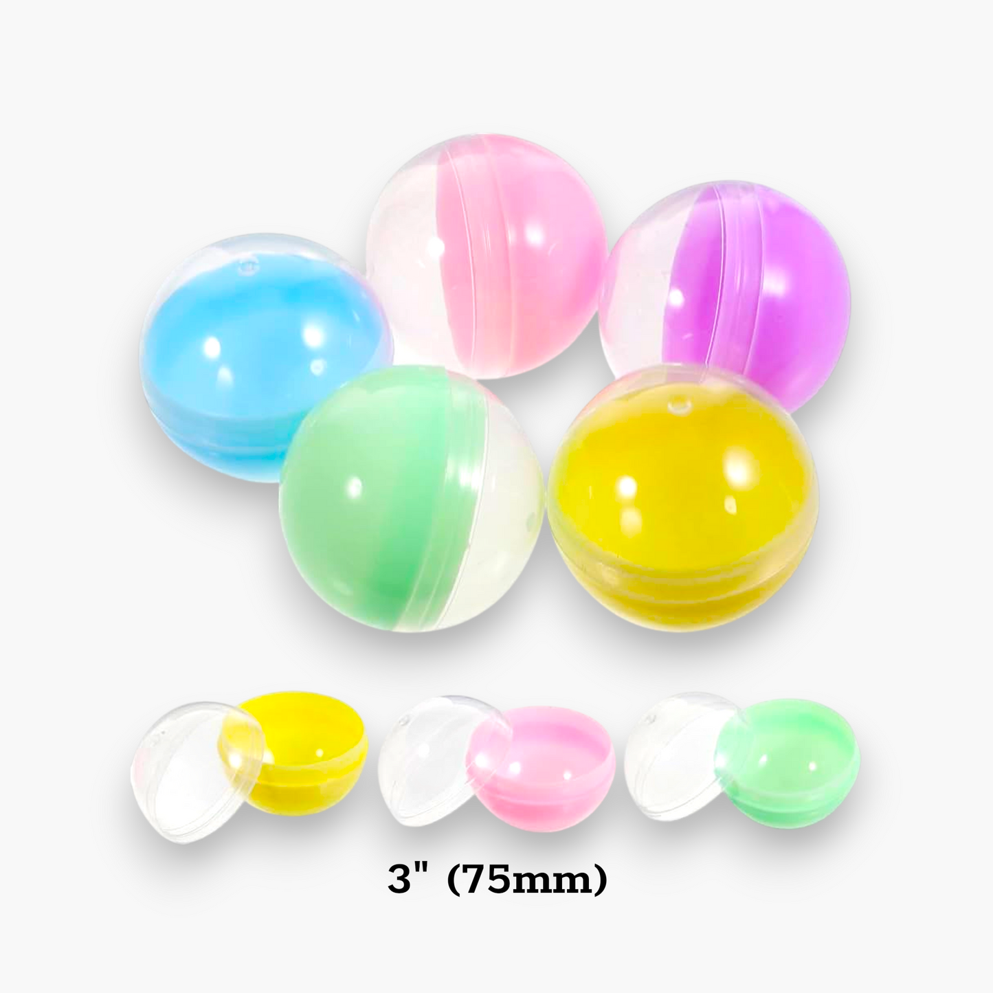 Empty Plastic Capsule Balls 3" (500 pcs) Multicolor - Capsule Toys for Vending/Claw Machines (Free Shipping)