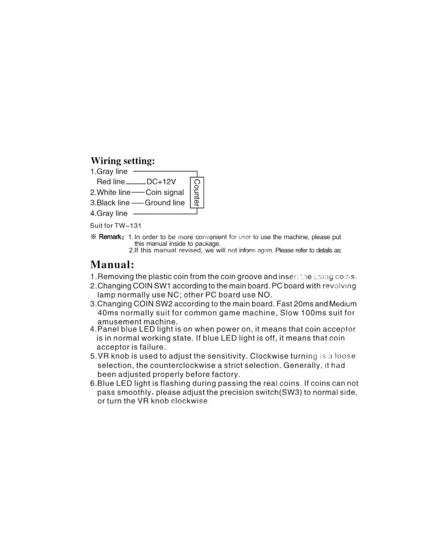 Coin Acceptor TW-131