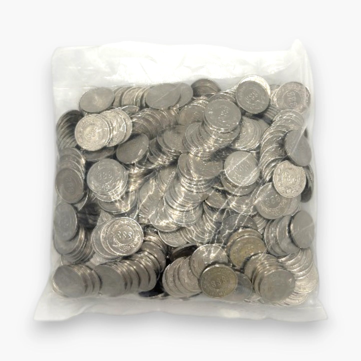 888 Arcade Game Tokens 984 Inch 25mm – Bag of 500, Silver Double-Sided Finish, for Arcade and Vending Machines