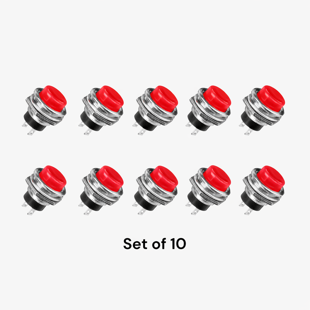 Push Button Switch PS-212 (Nickel-Plated) Without Lock (Set of 10) – Free Shipping