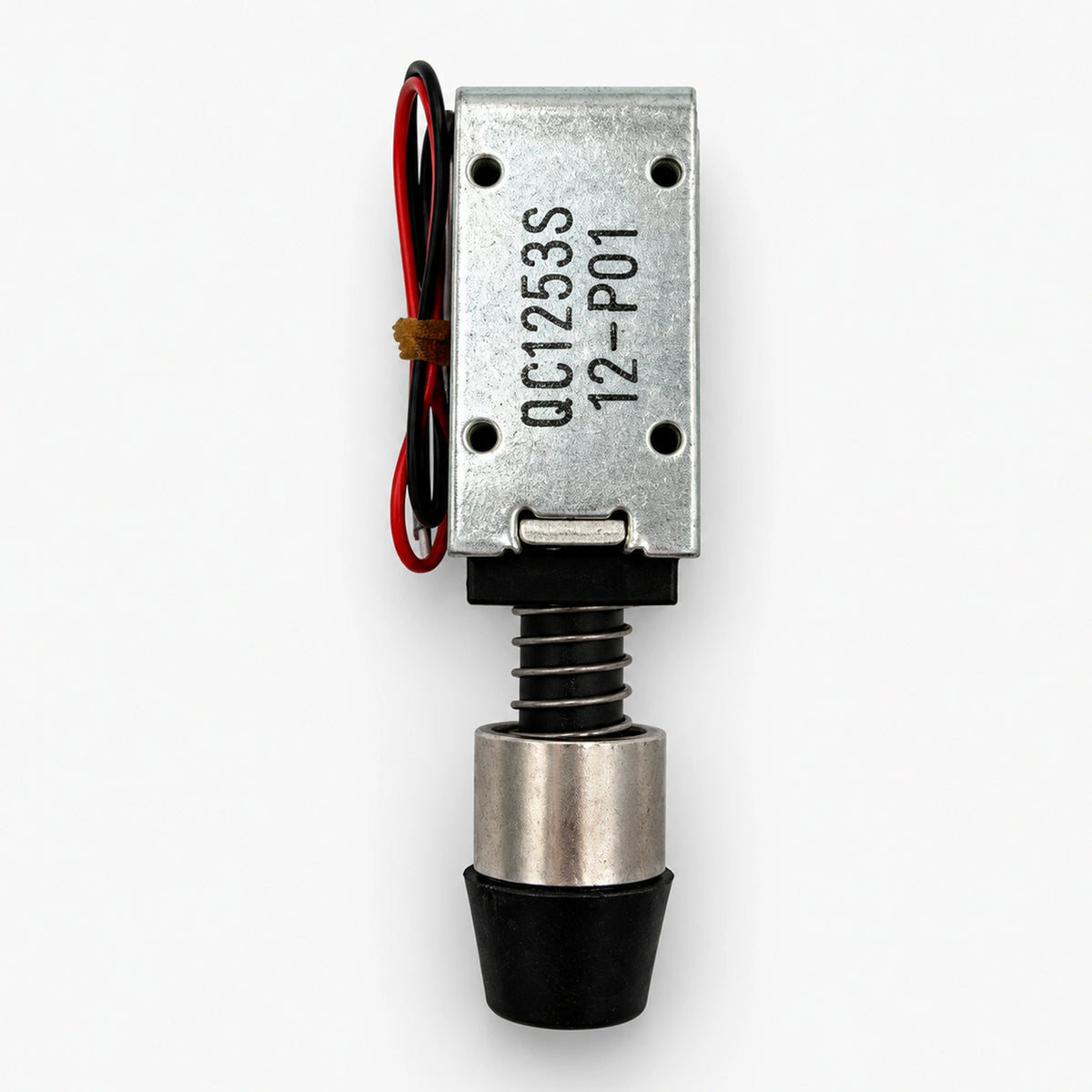QC1253S 12V DC solenoid with silver-colored frame