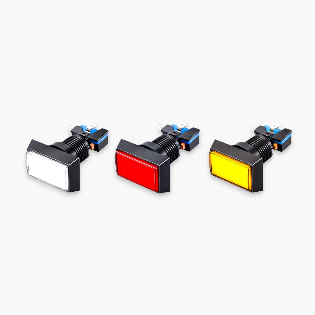 Rectangular Arcade Game Button Rectangular Arcade Push Button with Led light & Micro Switch (Set of 3 ...