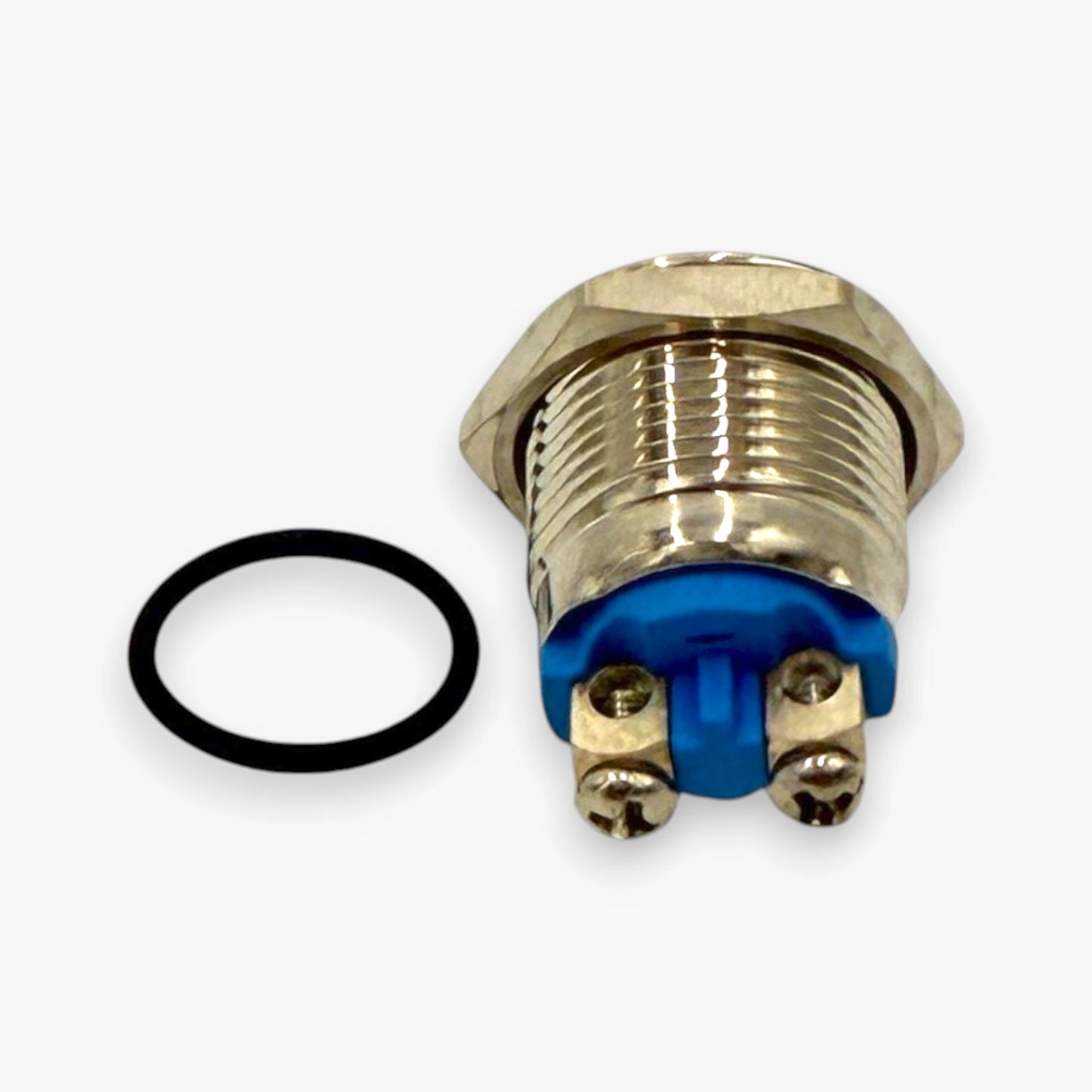 16mm waterproof metal push button switch with mounting nut and sealing O-ring