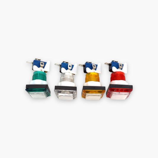 Square Push Button with Led Lights & Micro Switch (Set of 4 Colors)
