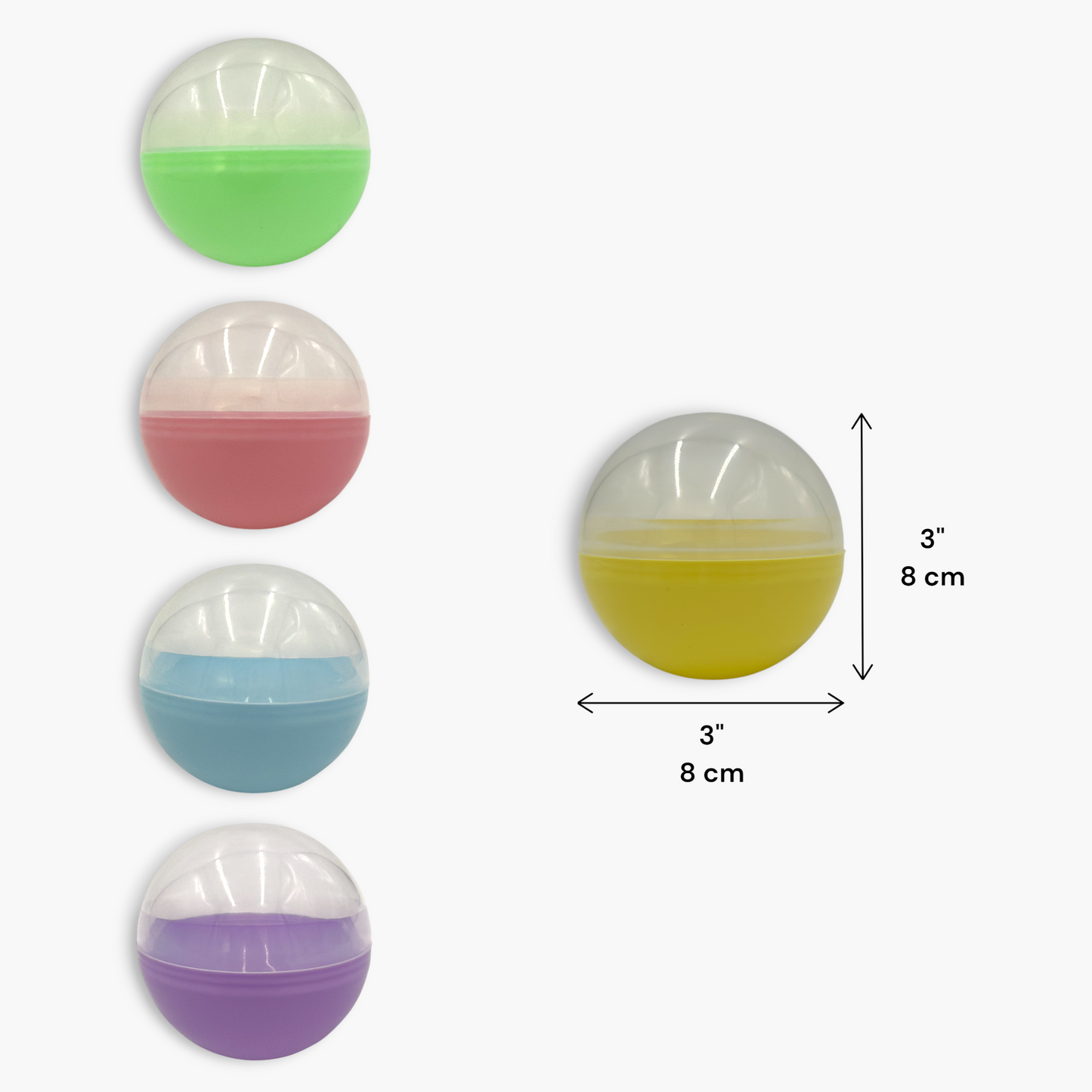 Empty Plastic Capsule Balls 3" (500 pcs) Multicolor - Capsule Toys for Vending/Claw Machines (Free Shipping)