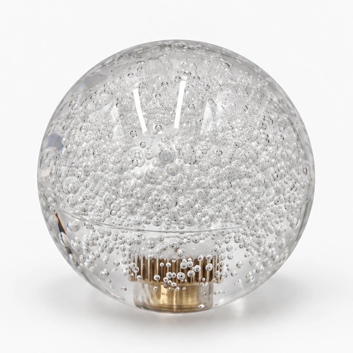 40mm Crystal white joystick ball showing its transparent finish and bubble-filled interior.