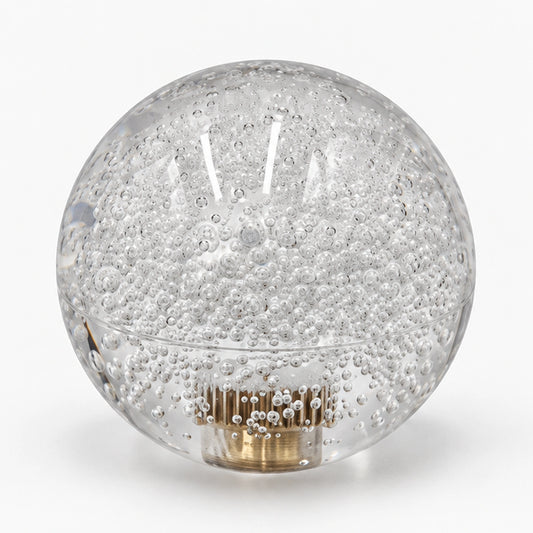 40mm Crystal white joystick ball showing its transparent finish and bubble-filled interior.