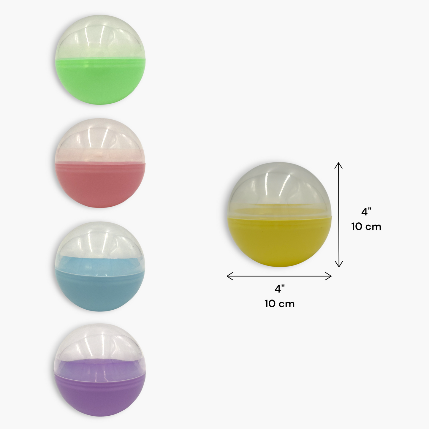 Empty Plastic Capsule Balls 4" (300 pcs) Multicolor – Capsule Toys for Vending/Claw Machines (Free Shipping)