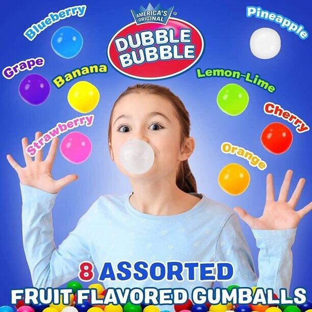 Dubble Bubble MACHINE REFILL assorted FRUIT-TASTIC (0.5"/ 13mm) SMALL GUMBALLS