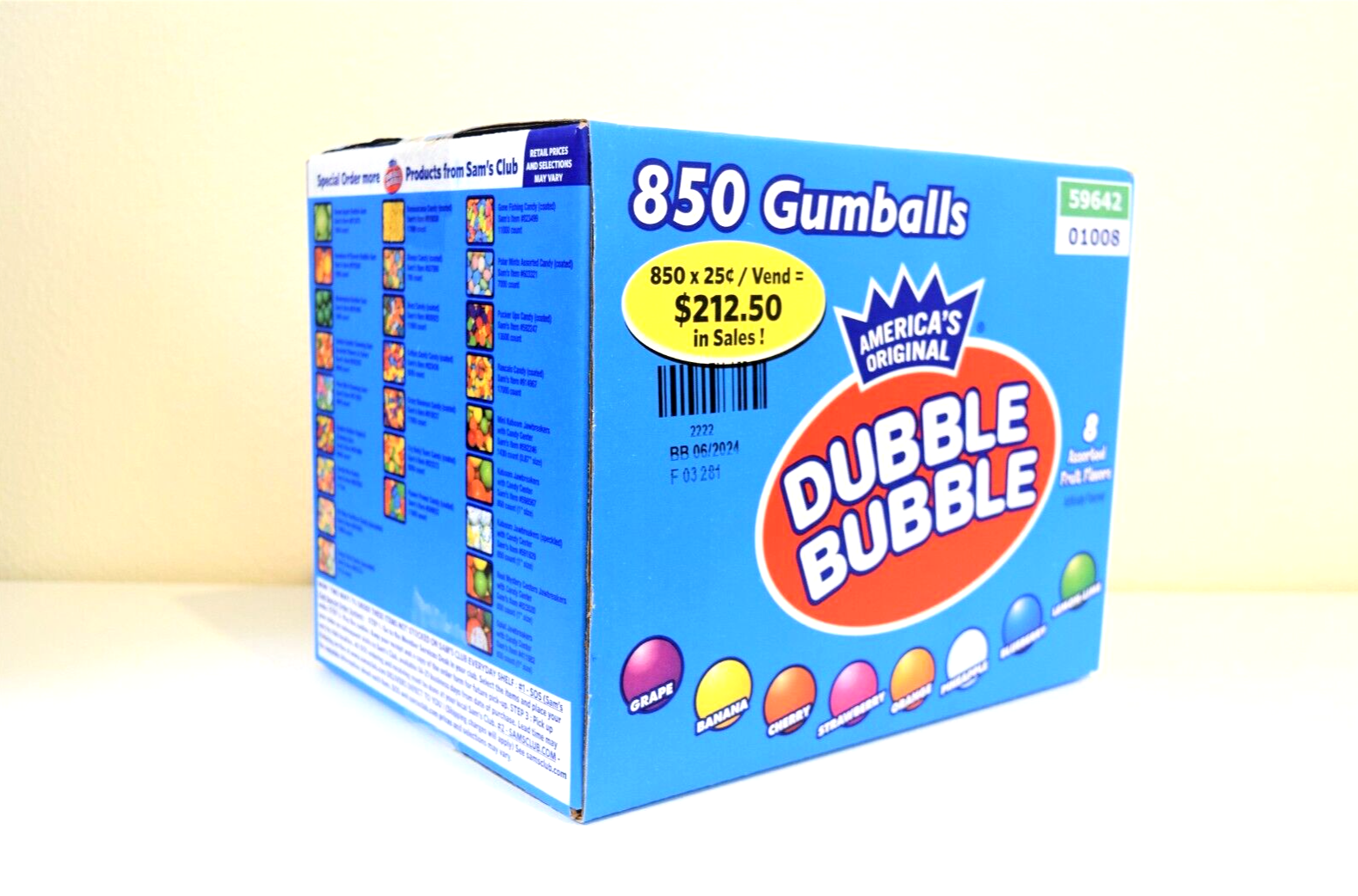 Dubble Bubble Fresh Gumballs Box 1" Inch (850 ct.) 16 LBS Bulk Vending FREE SHIP