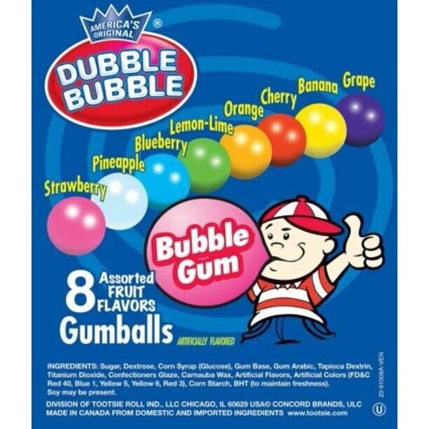 Dubble Bubble Fresh Gumballs Box 1" Inch (850 ct.) 16 LBS Bulk Vending FREE SHIP