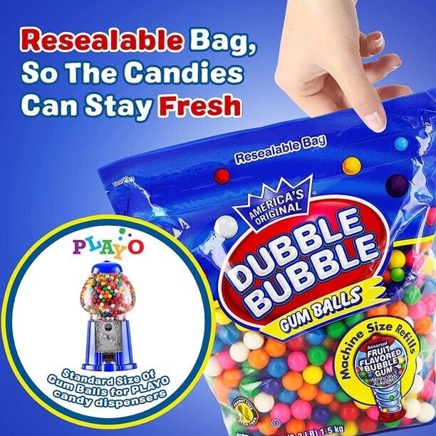 Dubble Bubble MACHINE REFILL assorted FRUIT-TASTIC (0.5"/ 13mm) SMALL GUMBALLS