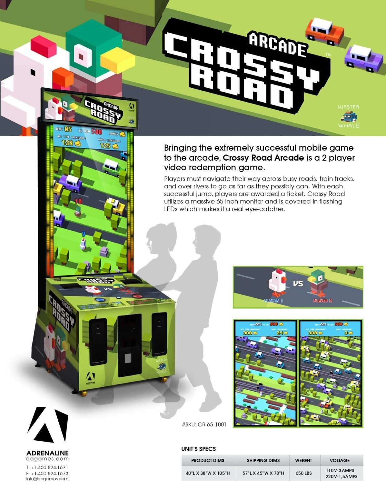 Crossy Road - Large Video Arcade Game, With 65 Inch Monitor!