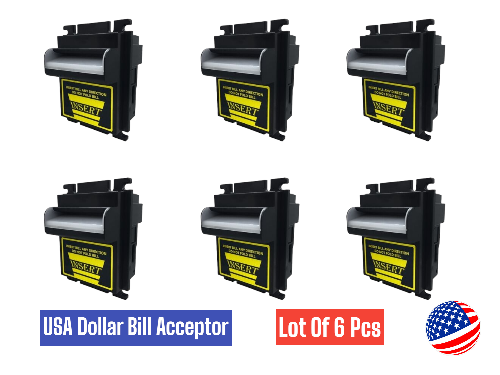 6pcs TOP Dollar Bill Acceptor Validator 12V/PULSE $1's ~ $100's 4-Way Acceptance