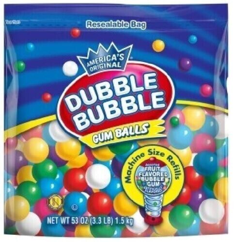 Dubble Bubble MACHINE REFILL assorted FRUIT-TASTIC (0.5"/ 13mm) SMALL GUMBALLS