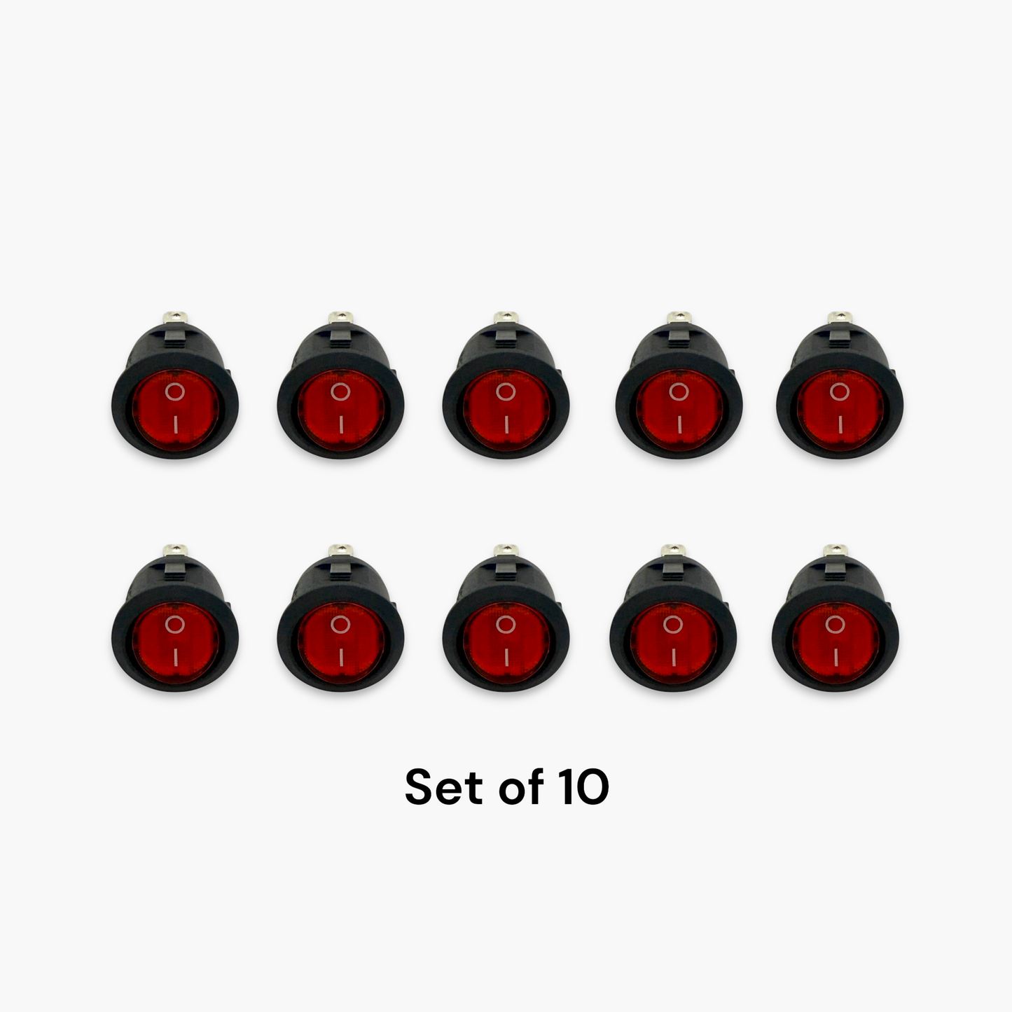 Round Rocker Push Button Switch - KCD1 (Set of 10) - Free Shipping