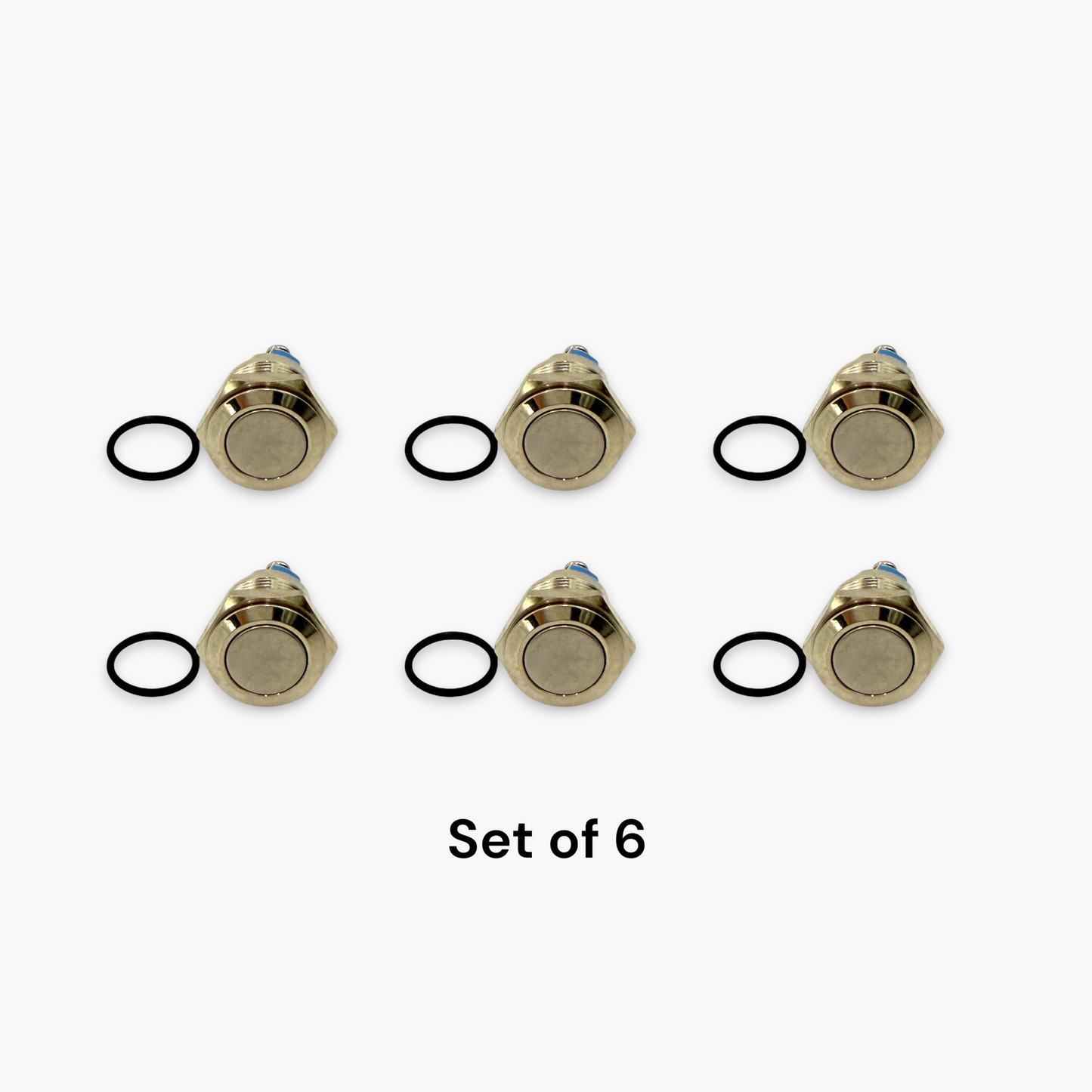 Metal Push Button Switch - Flat Head - No Lock (Set of 6) - Free Shipping