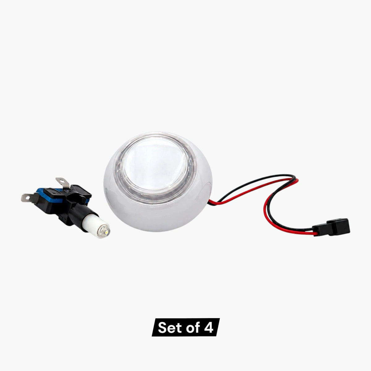 Set of 4 white 60mm RGB arcade push buttons

