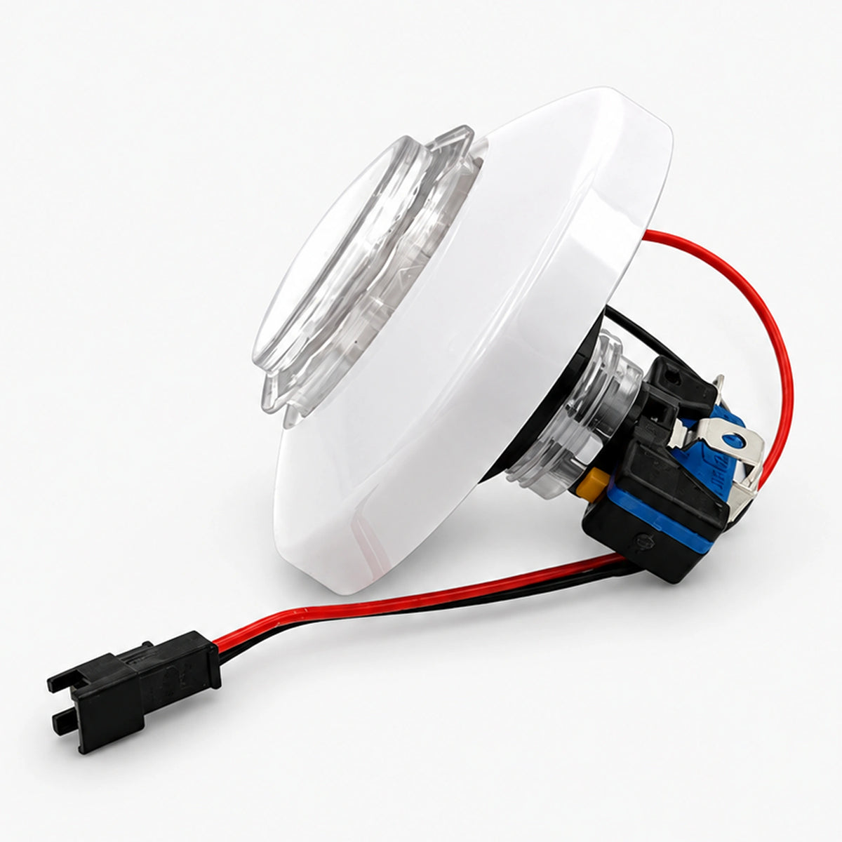 75mm white illuminated arcade button with micro switch, LED lamp holder and wire lead