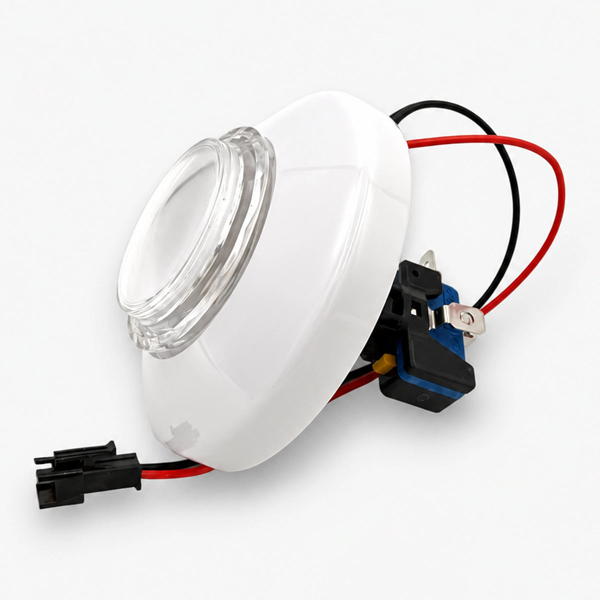75mm RGB arcade button lit up with color-changing LED light