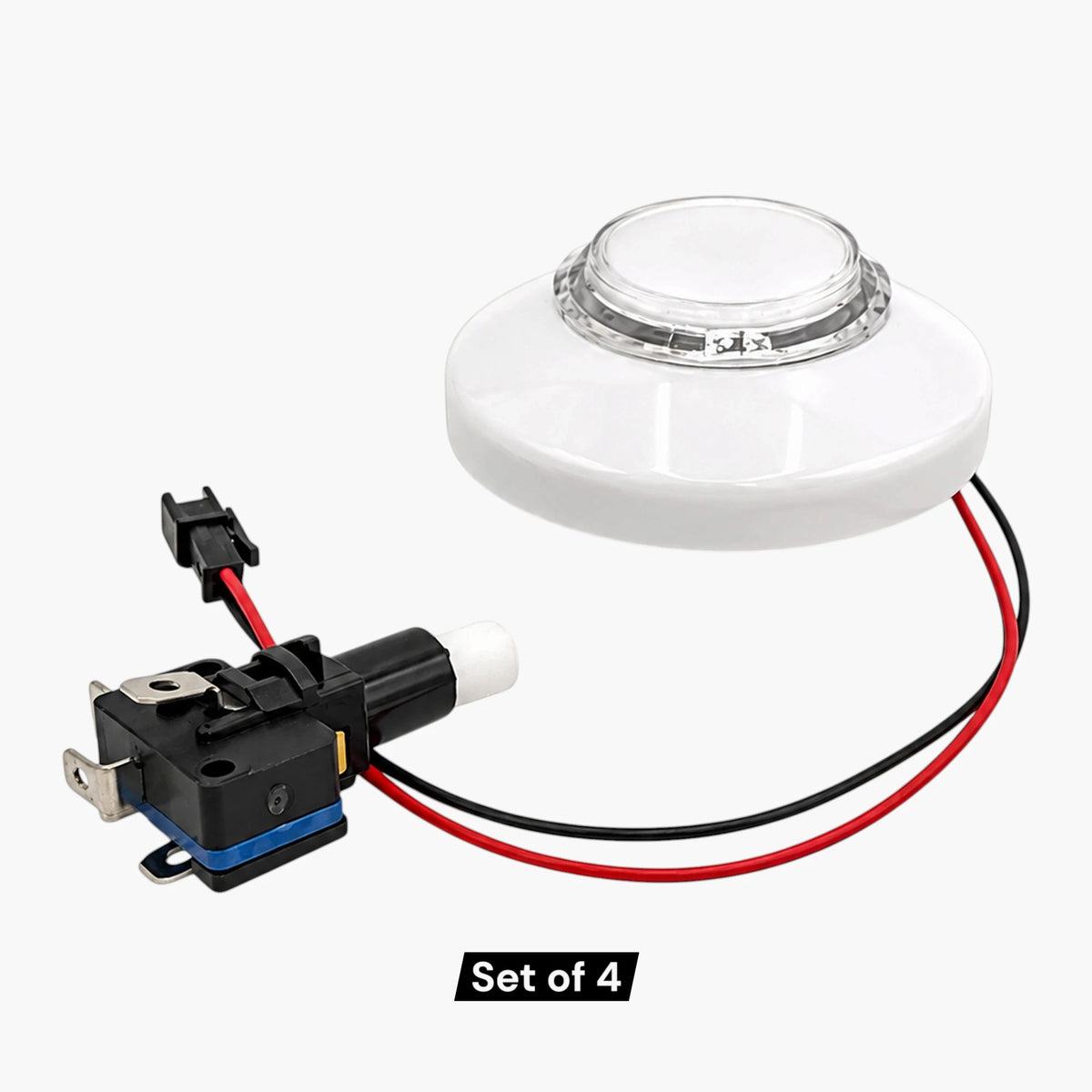 Set of 4 white 75mm RGB arcade push buttons