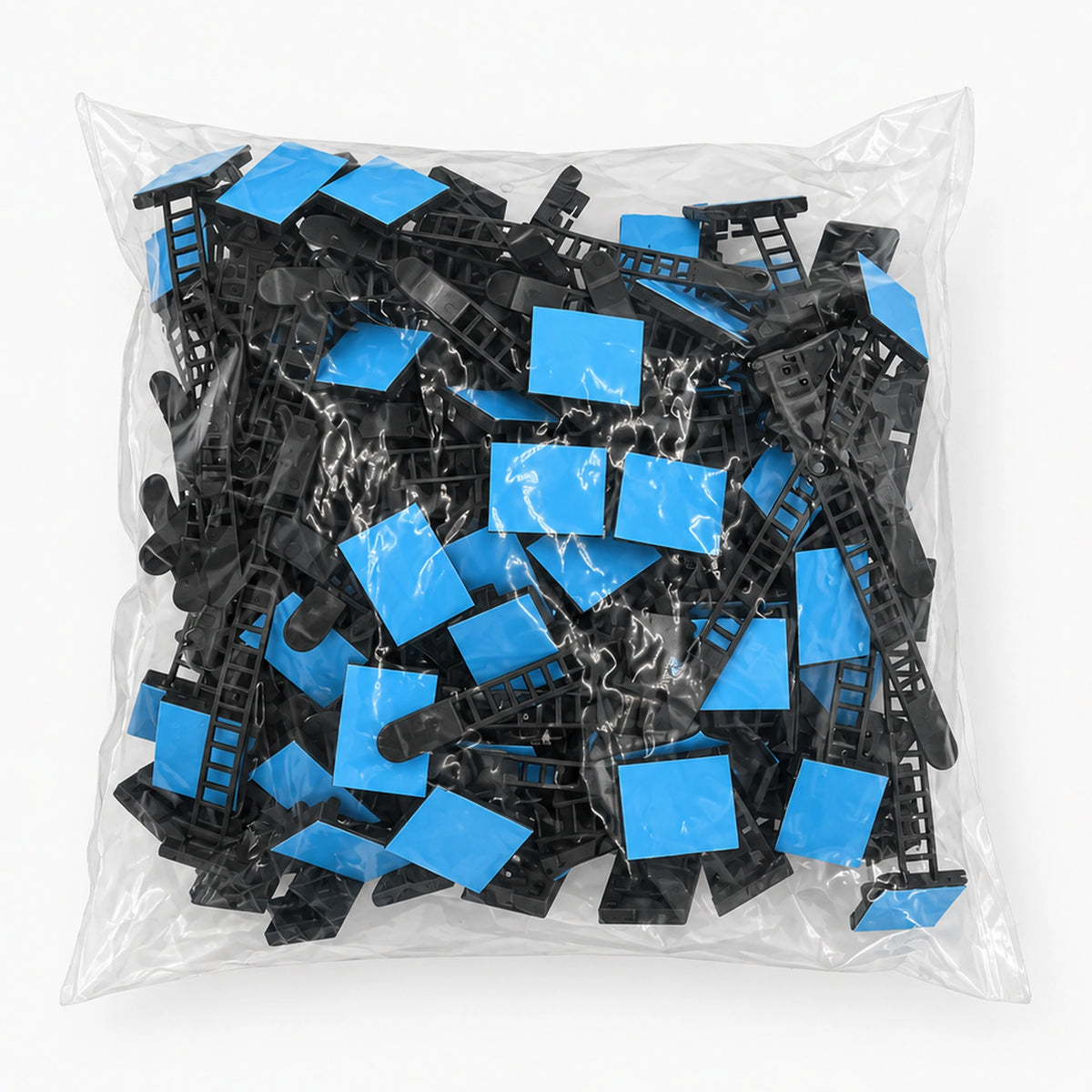 Pack of 100 black adhesive cable tie mounts