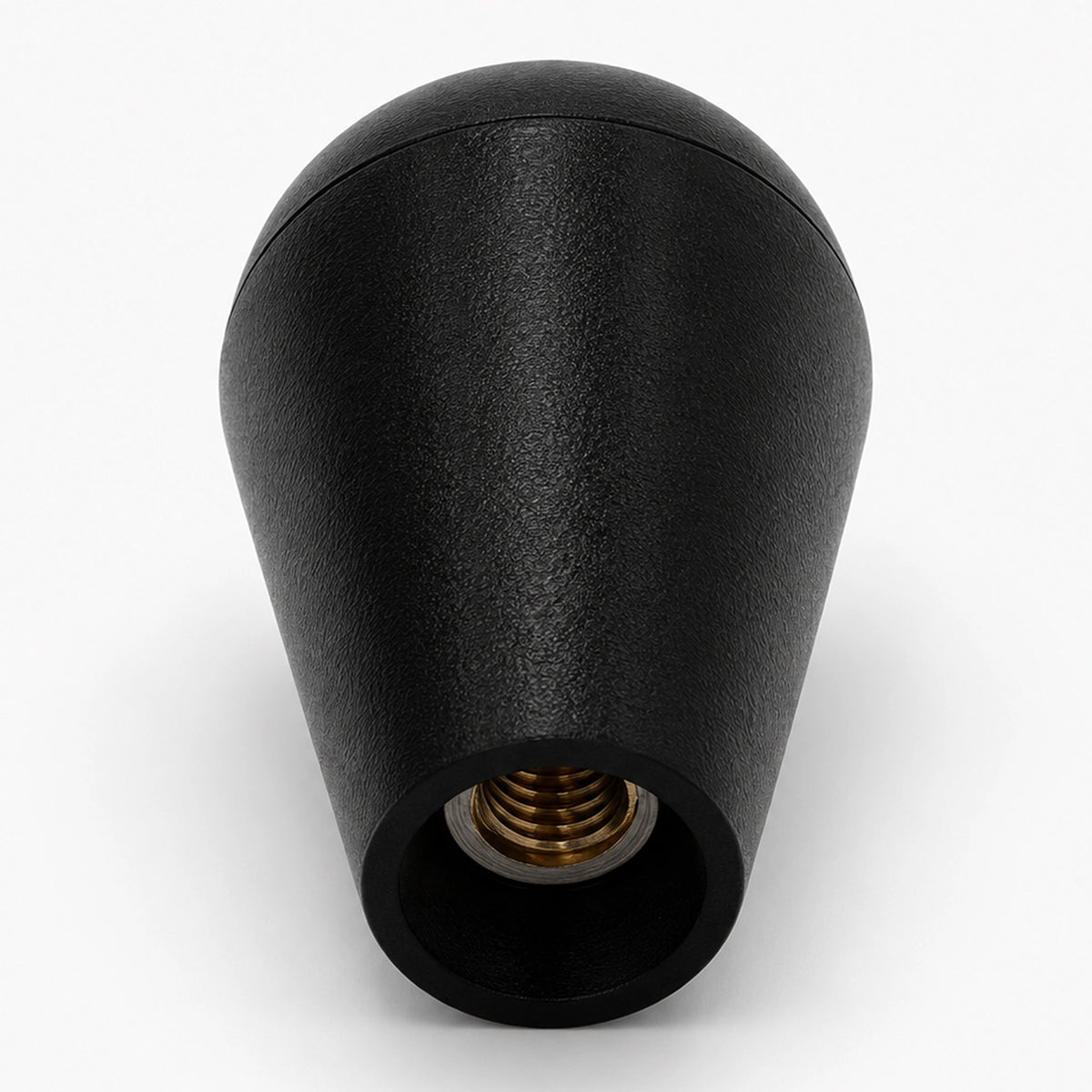 Black arcade joystick handle showing its rounded end and textured plastic surface.
