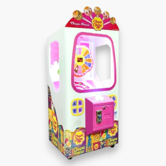 Chupa House Lollipop Prize Vending Machine – Coin Operated, LED Lights, Always Win Function, Metal Cabinet