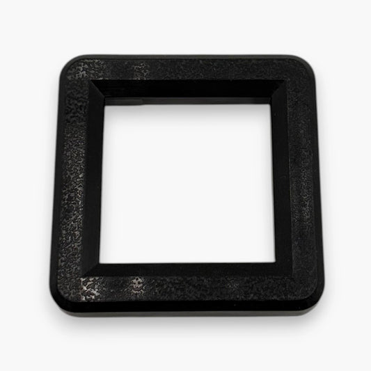 Coin Door Reject Return Bezel Small Square Frame Set of 2 – Black Textured Plastic, Beveled Inner Edge, Rounded Corners