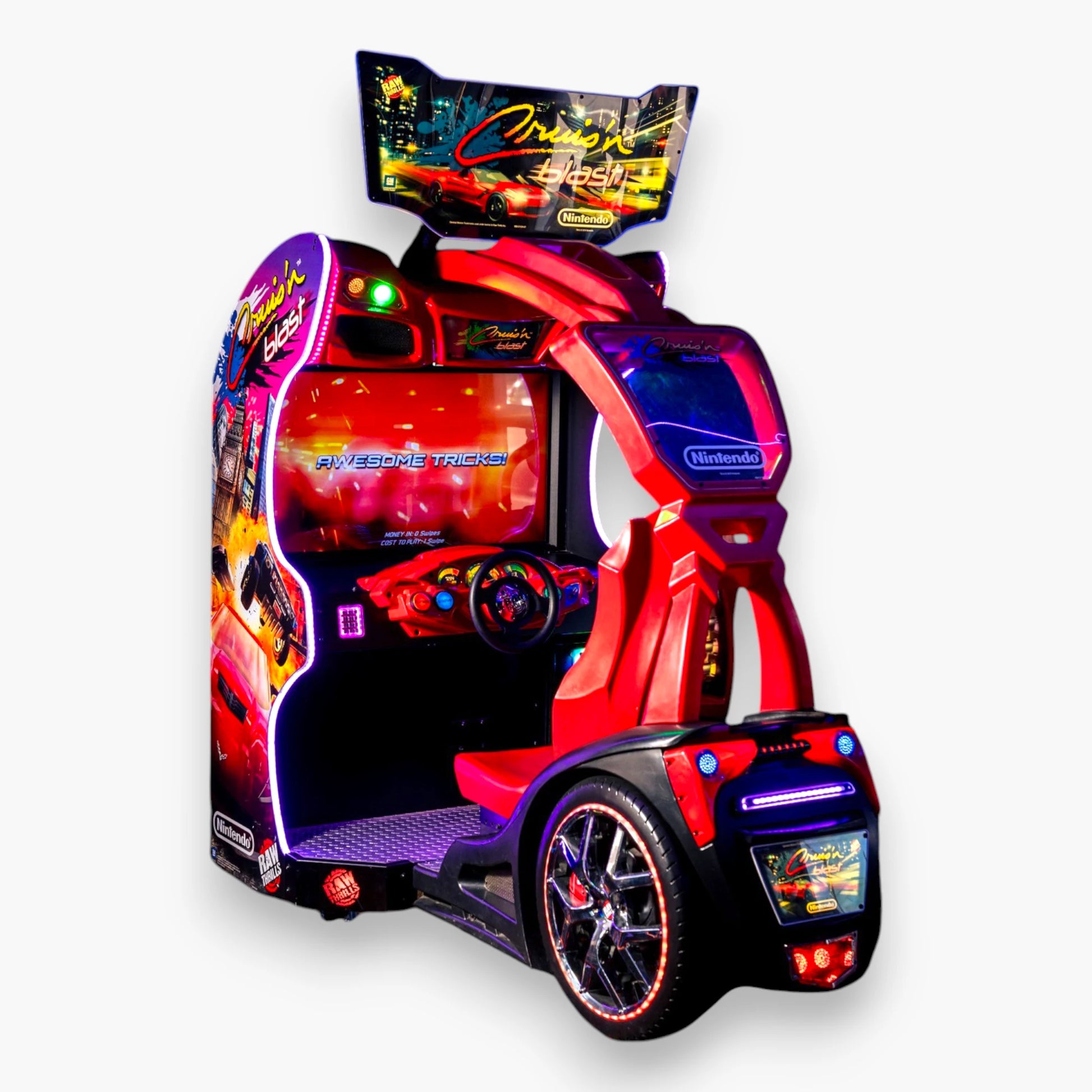 Cruis'n Blast Arcade – Immersive Cockpit Cabinet with Covered Seating, Steering Wheel and Foot Pedals
