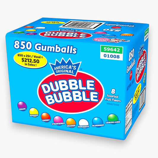 Dubble Bubble Assorted Gumballs 1 Inch 25mm – 850 Count 16LB Case for Vending Machines