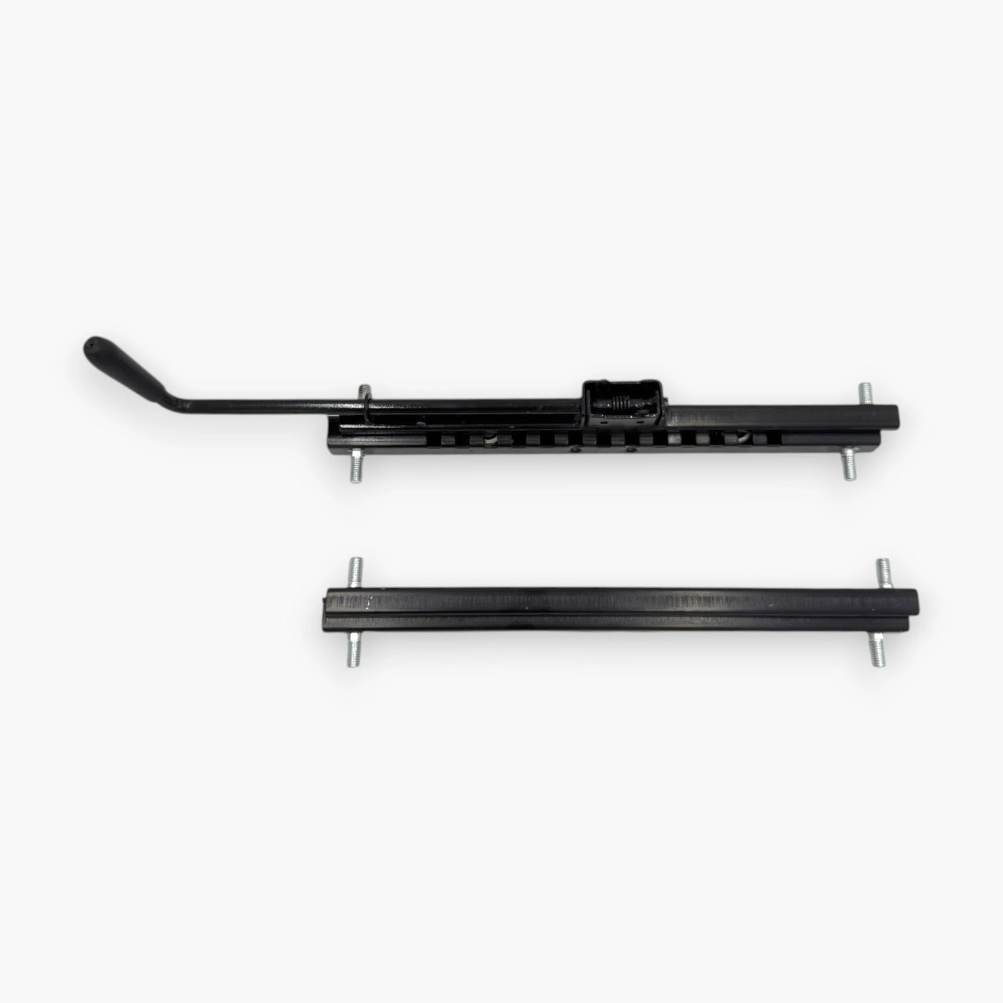 Heavy-duty black seat slider mechanism for racing karts