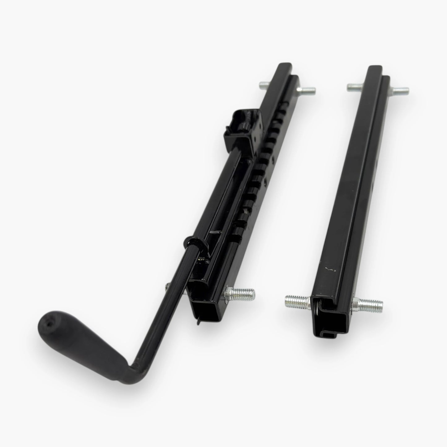 Heavy-duty adjustable seat slider track rails for go karts and UTVs, black steel set of 2