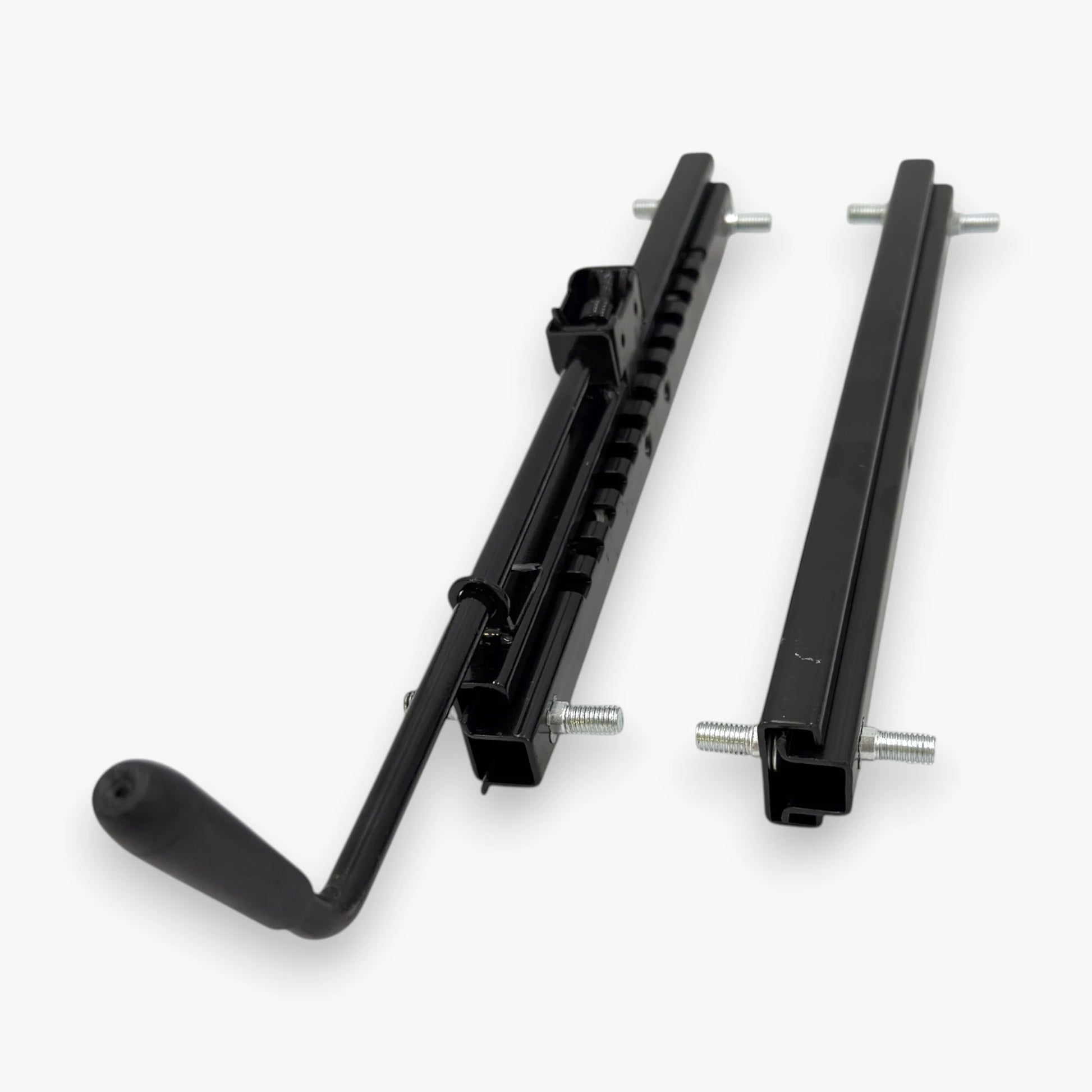 Heavy-duty adjustable seat slider track rails for go karts and UTVs, black steel set of 2