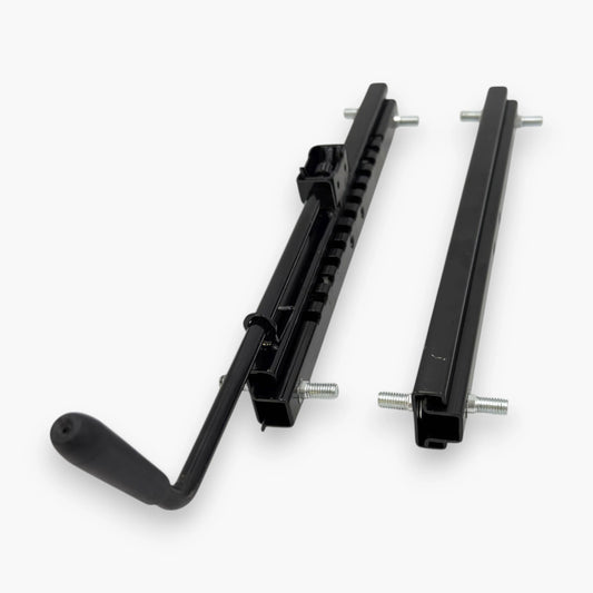 Heavy-duty adjustable seat slider track rails for go karts and UTVs, black steel set of 2