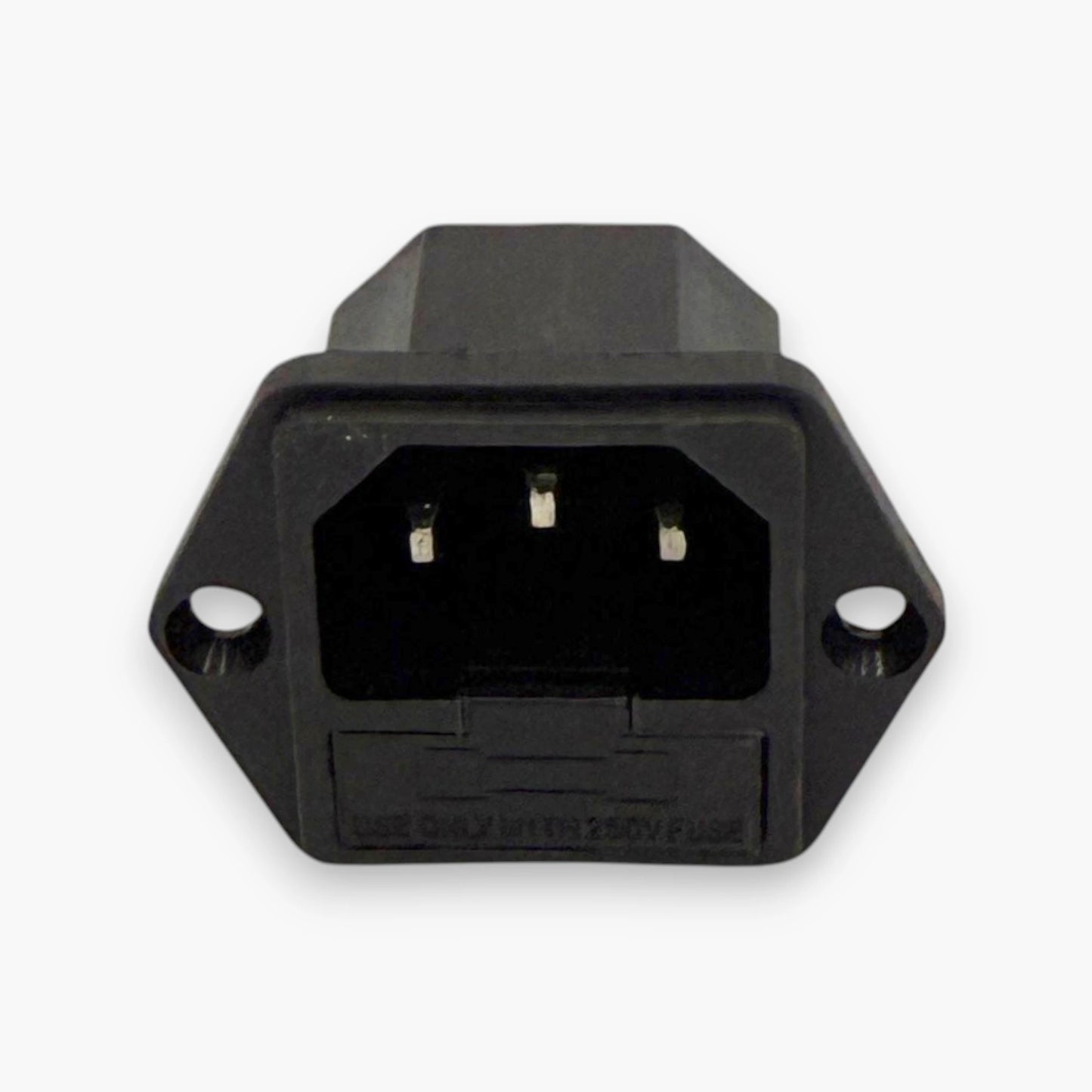 IEC C14 Male Power Inlet Socket with Fuse – Black, 3-Pin, 250V 10A, Two-Hole Panel Mount, Set of 10