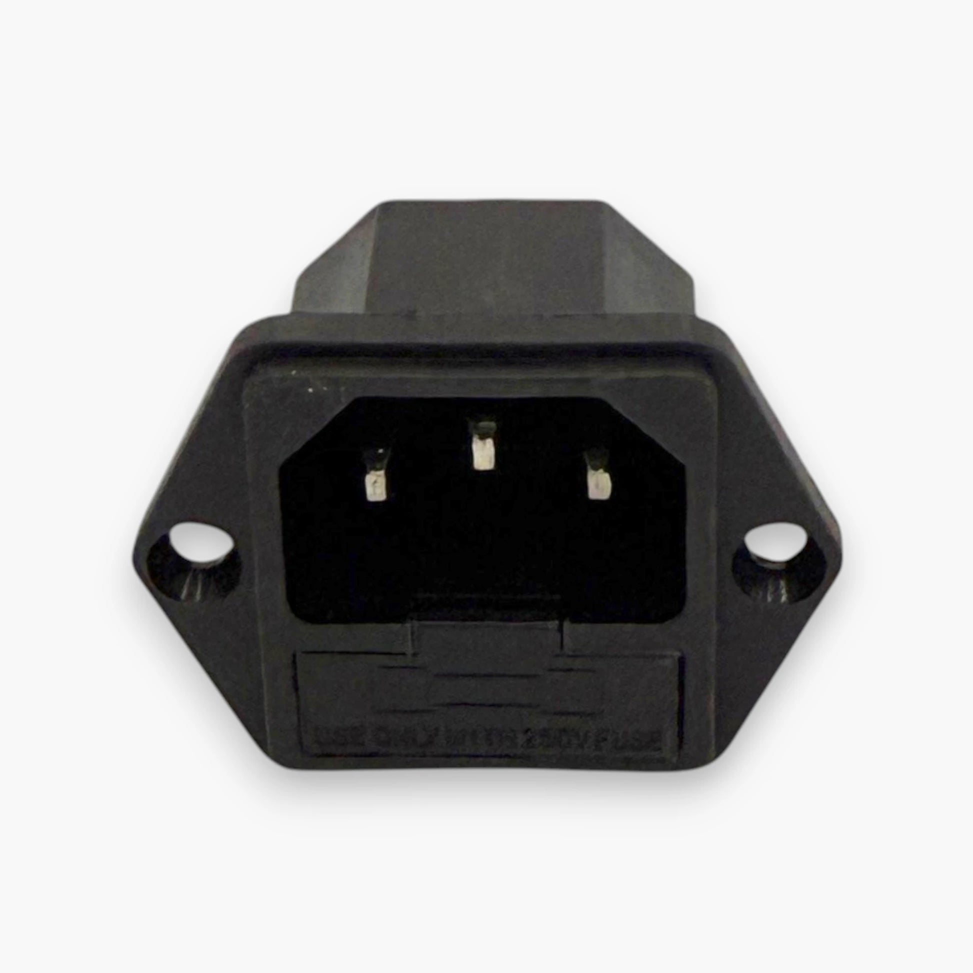 IEC C14 Male Power Inlet Socket with Fuse – Black, 3-Pin, 250V 10A, Two-Hole Panel Mount, Set of 10