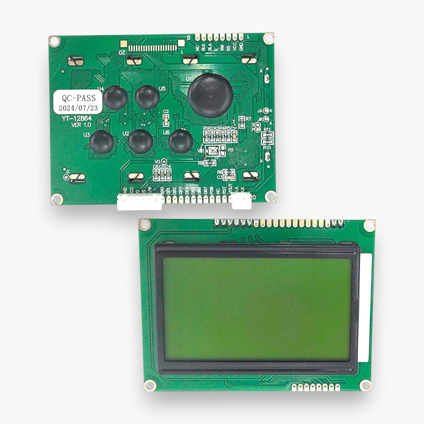Front and back view of 128×64 graphic LCD display board for Mini Monster claw machine