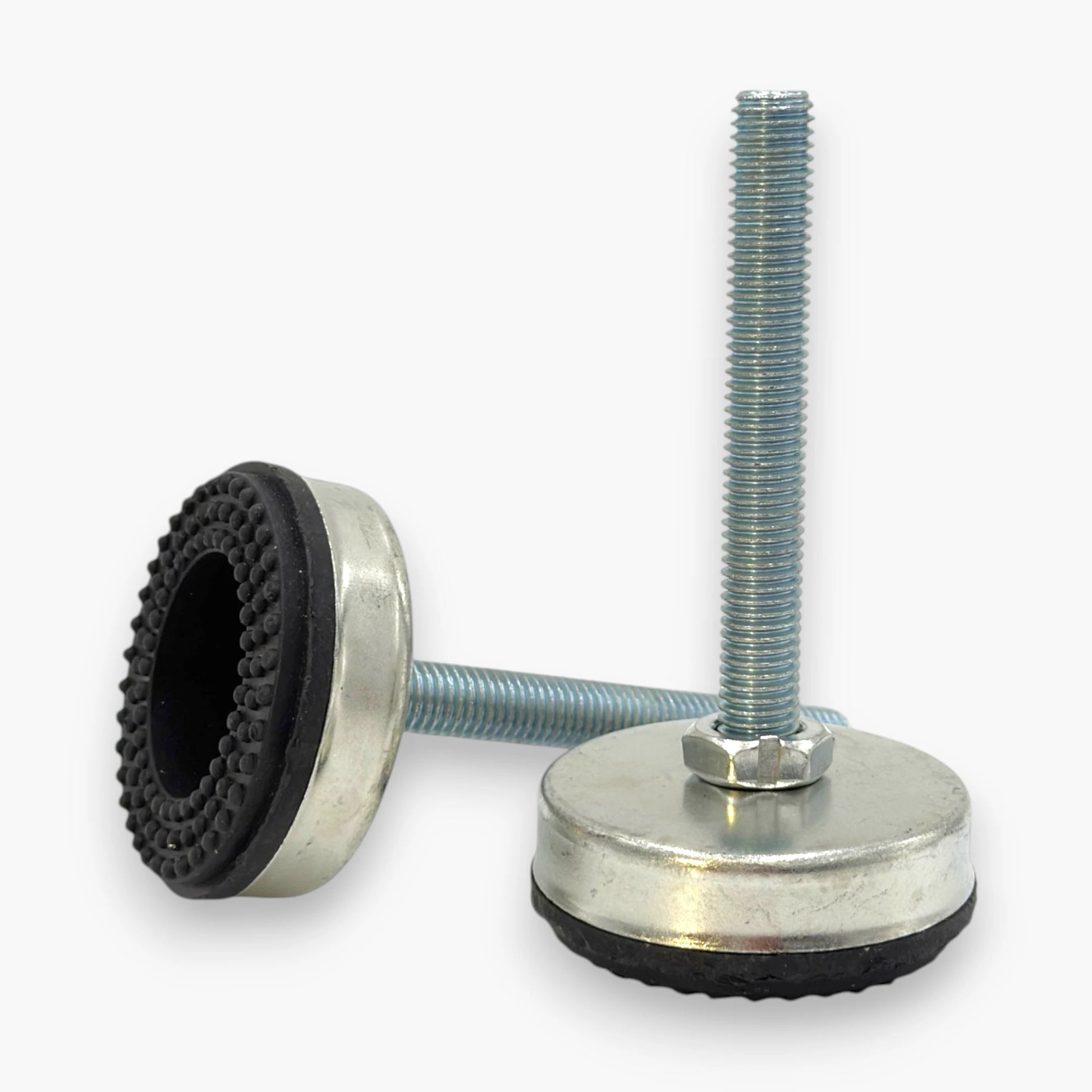 Heavy-duty adjustable leveling feet with galvanized steel threaded stem and anti-slip rubber base set of 6