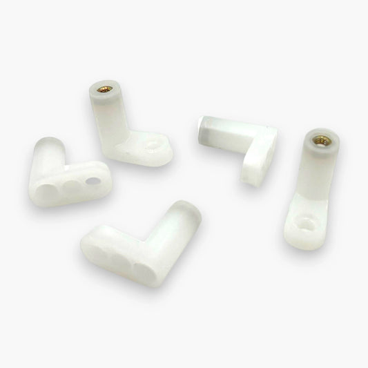 L-shaped PCB mounting feet with brass threaded inserts and screw-hole bases
