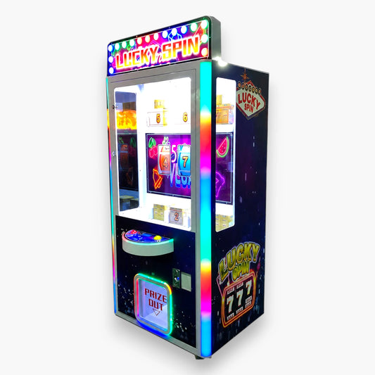 Lucky Spin Prize Redemption Game Machine – Full Metal Cabinet, Tempered Glass, 7 Prize Slots, Coin Operated