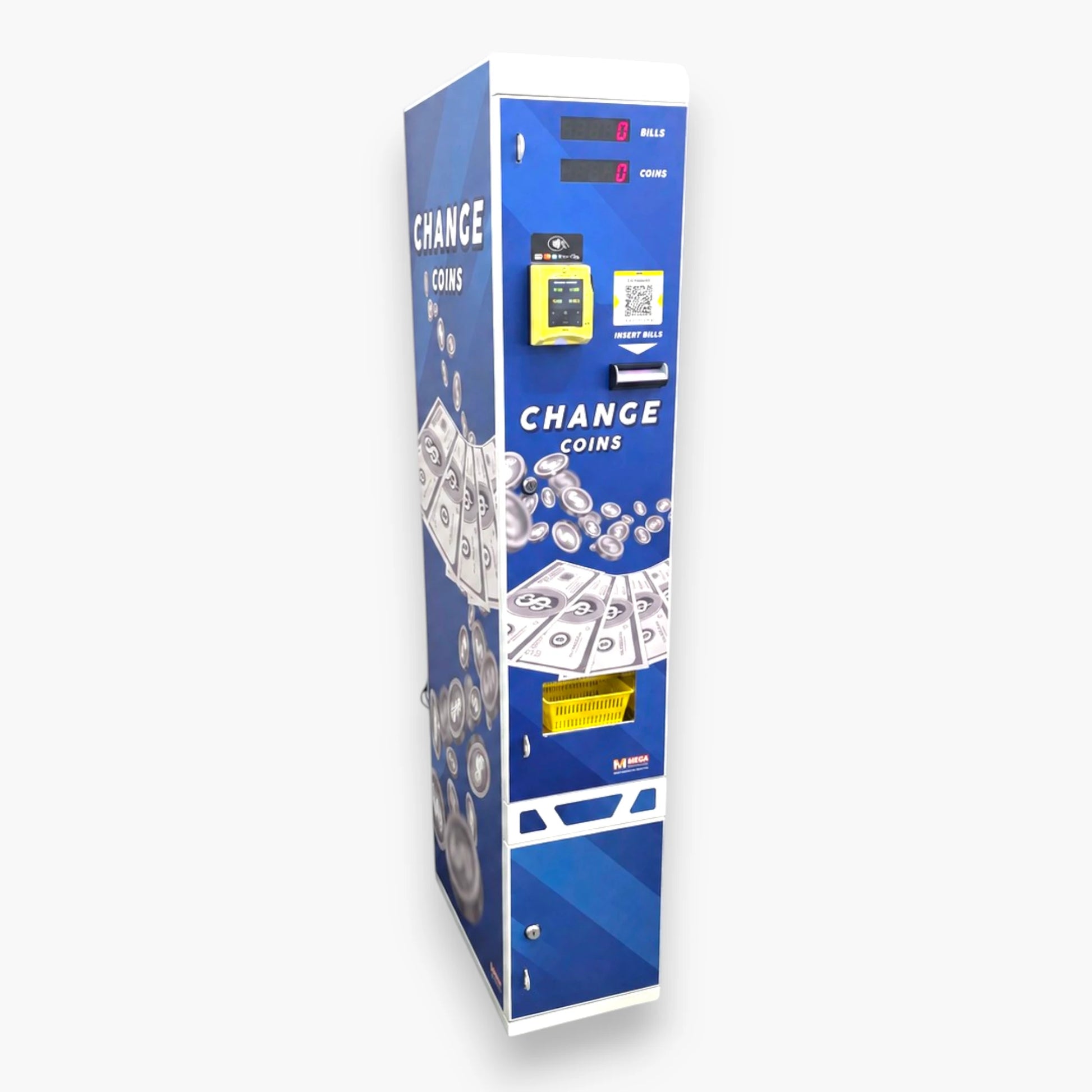 MV-103AWN Bill to Token Changer with Nayax Cashless Card Reader – White and Blue, Single Validator, 15,000-Token Hopper