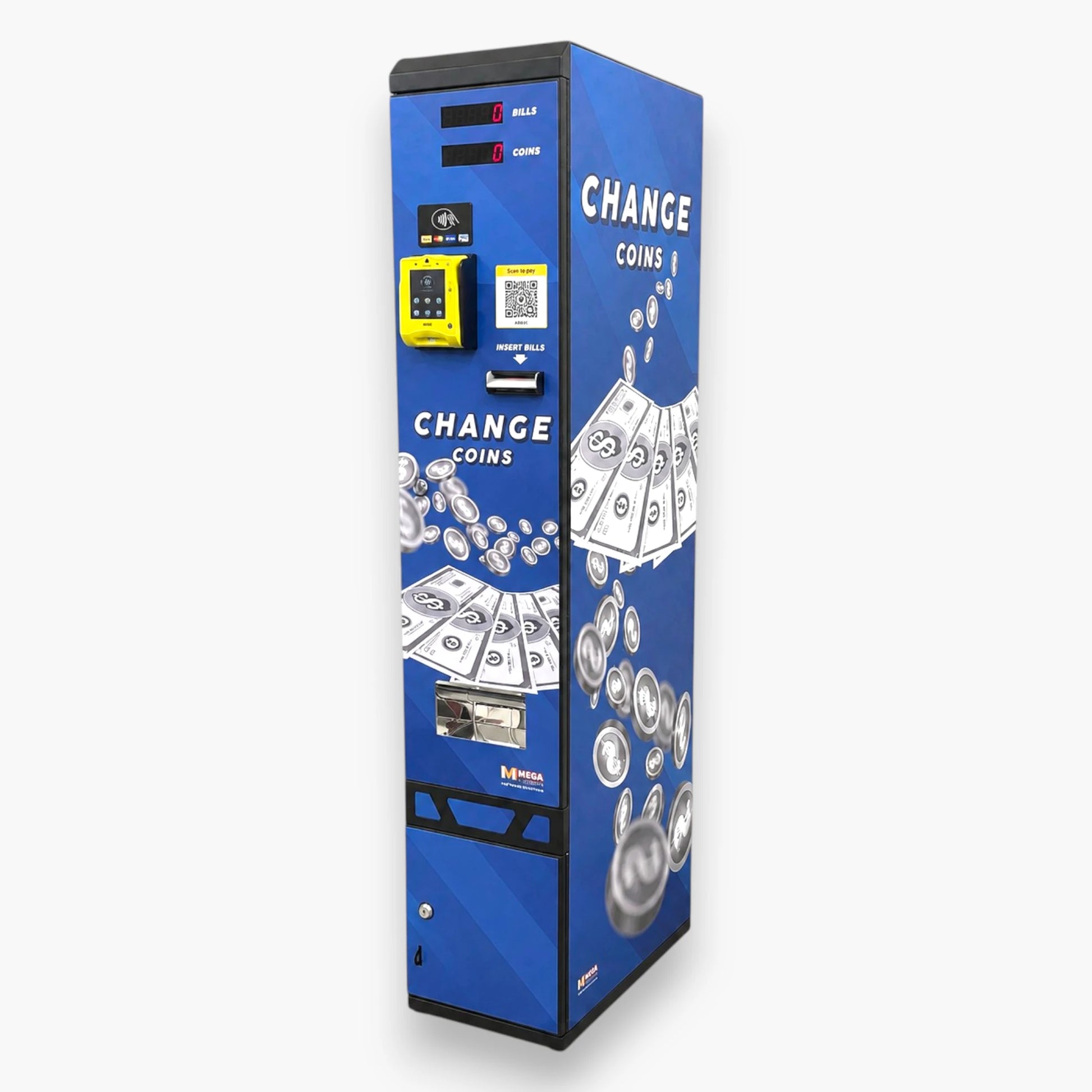 MV-103ABN Bill to Token Changer with Nayax Cashless Reader – Black Blue Cabinet, Single Validator, 15000-Token Hopper