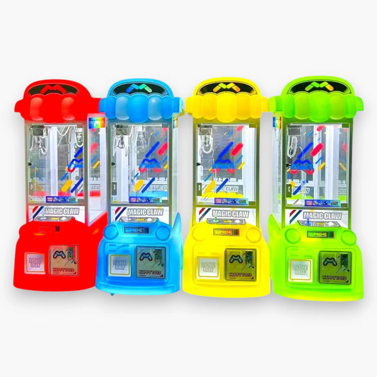 Magic Bus Claw Machine – Joystick Controlled Claw, Clear Prize Display Window, Accepts Plush Toys and Capsules