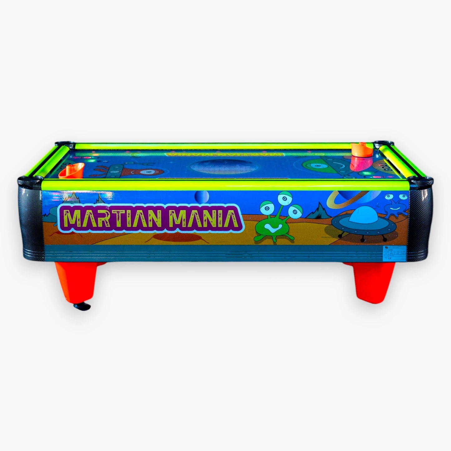 Martian Mania Air Hockey – Durable Polycarbonate Scratch-Free Playfield, Chasing LED Lights, One-Piece Rail Design