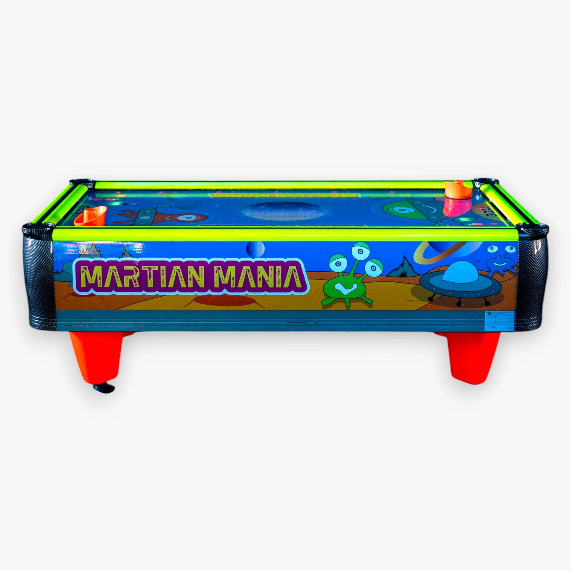 Martian Mania Air Hockey – Durable Polycarbonate Scratch-Free Playfield, Chasing LED Lights, One-Piece Rail Design