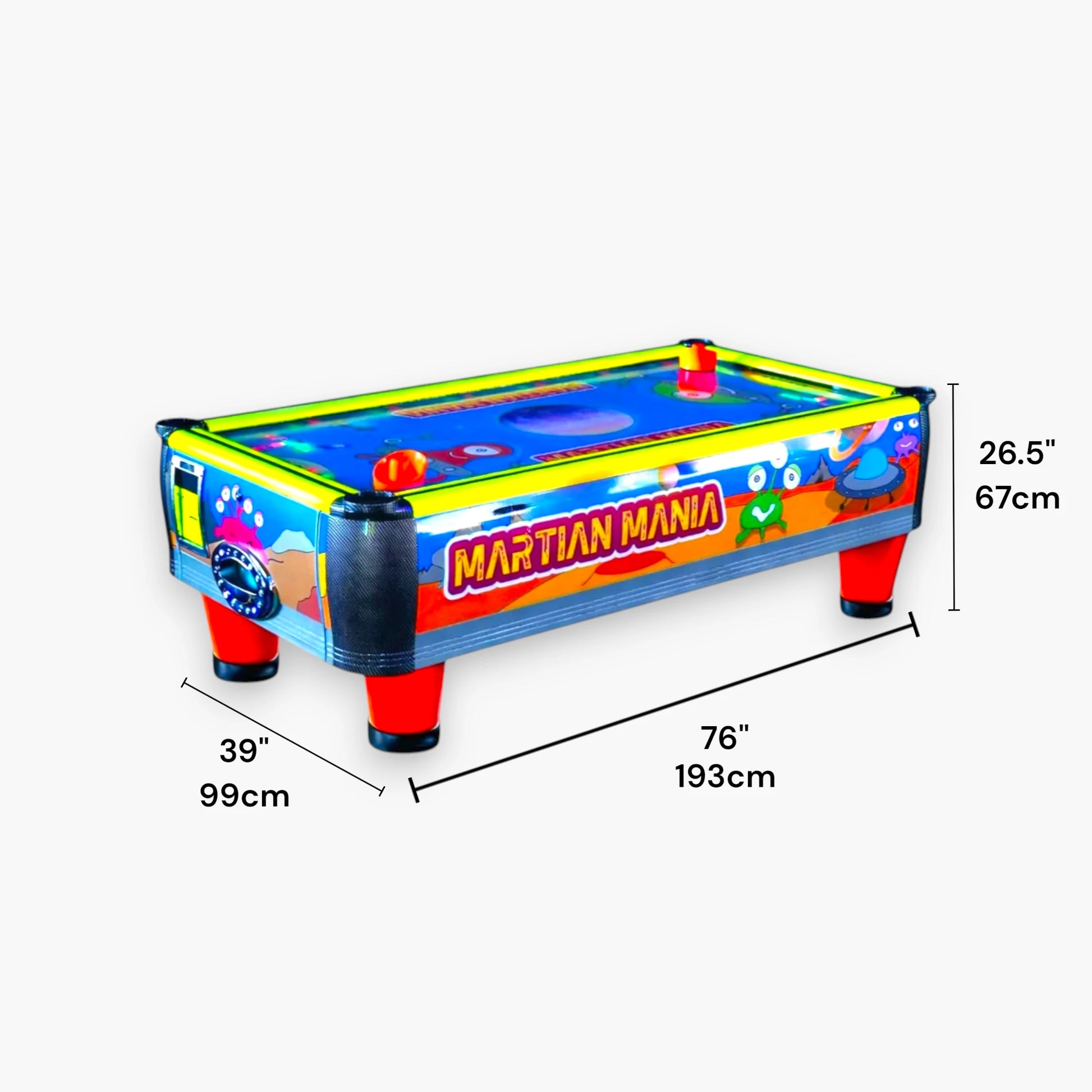 Martian Mania Air Hockey – Dimensions