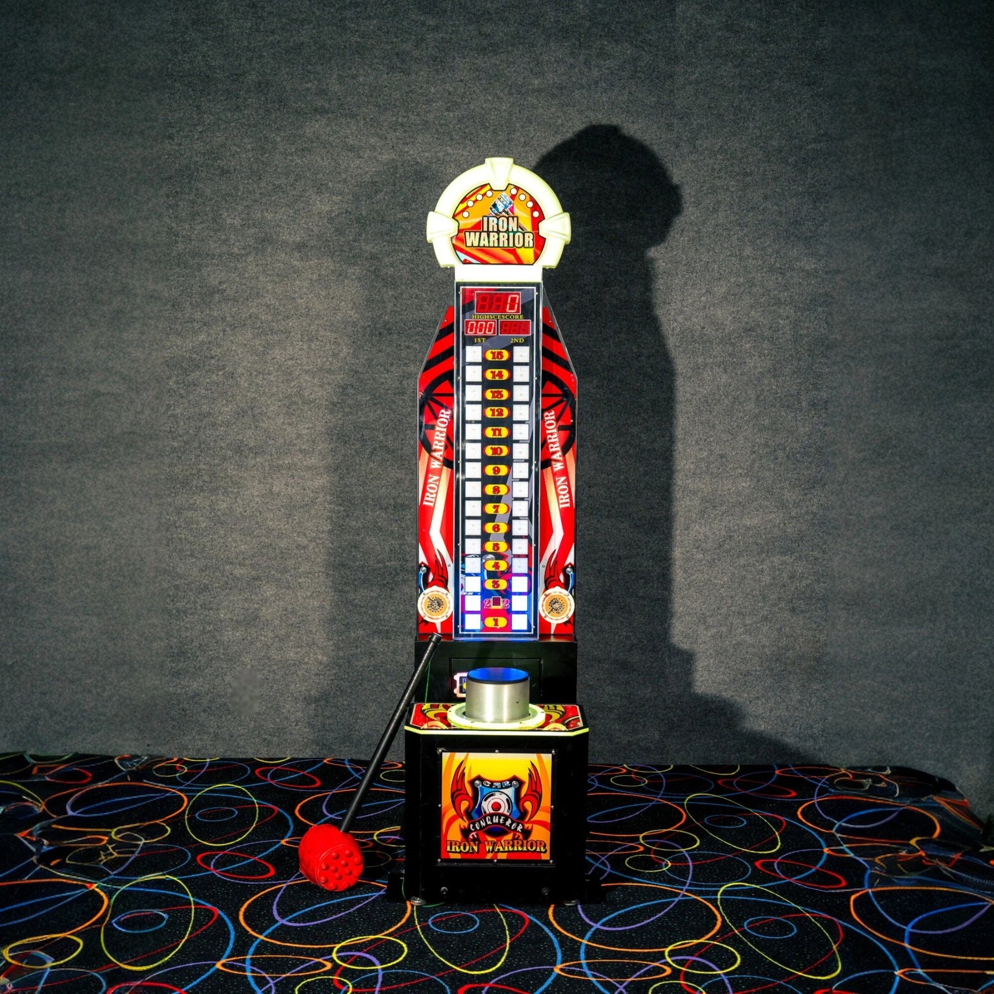 Iron Warrior Arcade Machine – LCD Score Display, Higher Hit Power Equals Higher Score and Ticket Payout