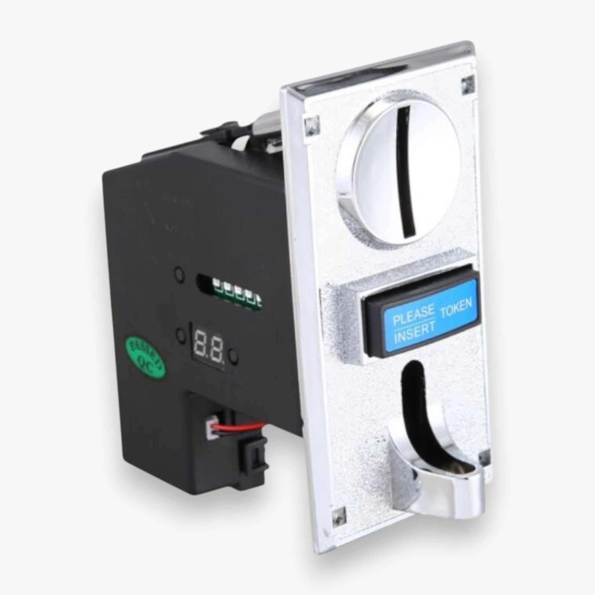 6-Coin Token Acceptor Selector – CPU Controlled, Anti-Phishing, 12V DC, for Vending Machines and Arcade Games