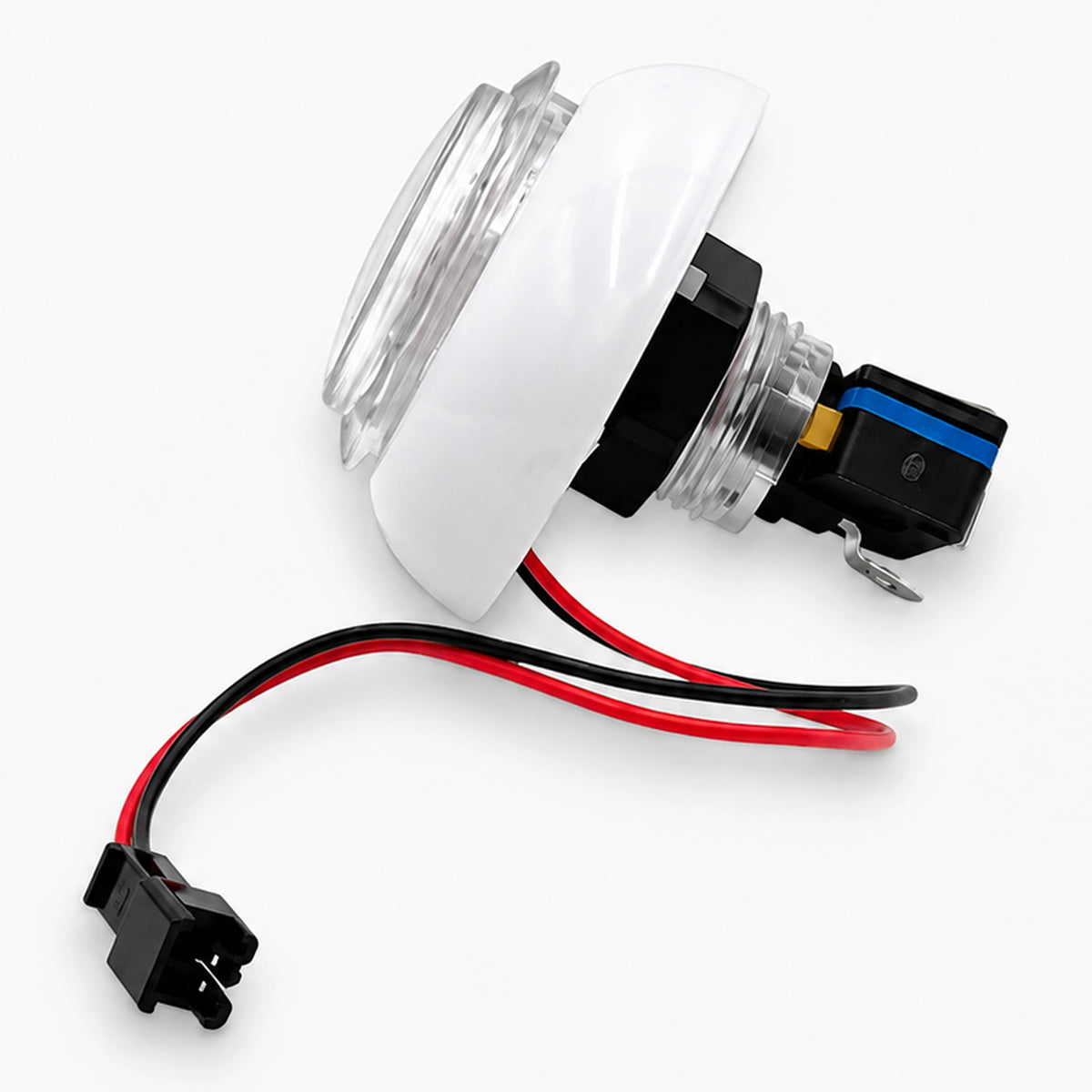 60mm white illuminated arcade button with micro switch, LED lamp holder and wire lead